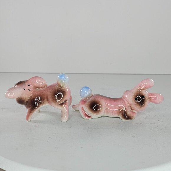 Vintage Pink Bunny Rabbit Salt Pepper Shaker Set Figurines Ceramic Japan *Repair - Picture 6 of 12